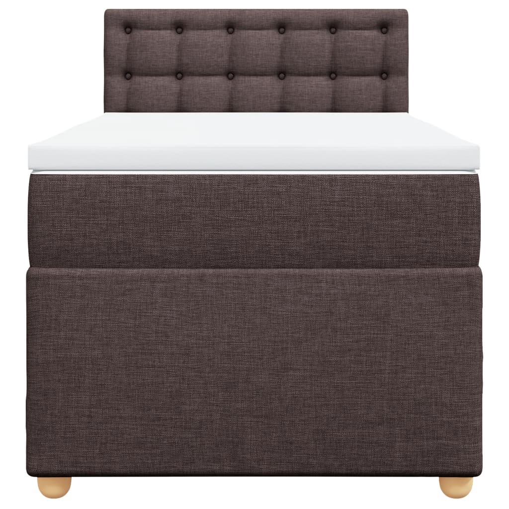 vidaXL Κρεβάτι Boxspring με Στρώμα Σκούρο Καφέ 90x200 εκ. Υφασμάτινο