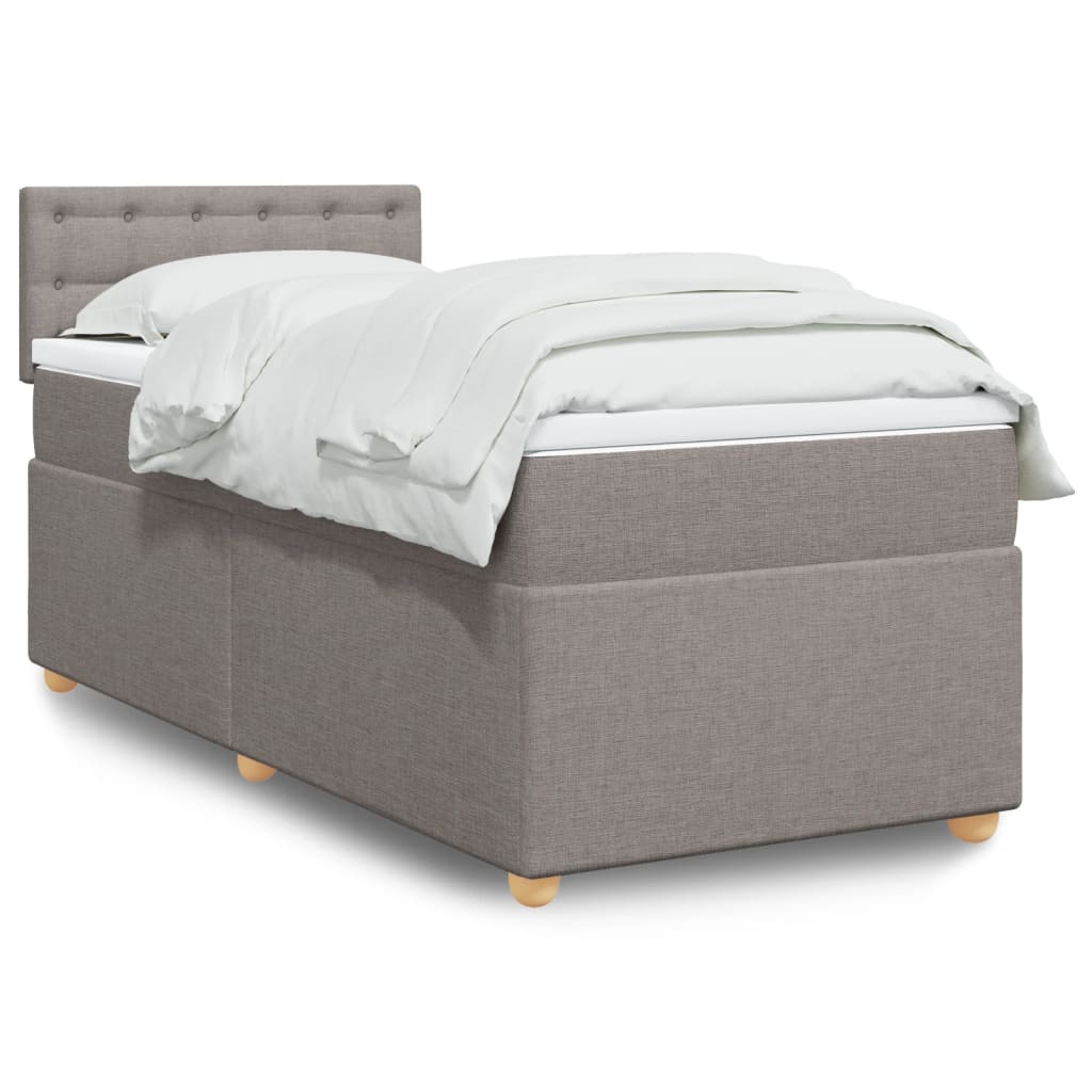 vidaXL Κρεβάτι Boxspring με Στρώμα Taupe 90x200 εκ. Υφασμάτινο