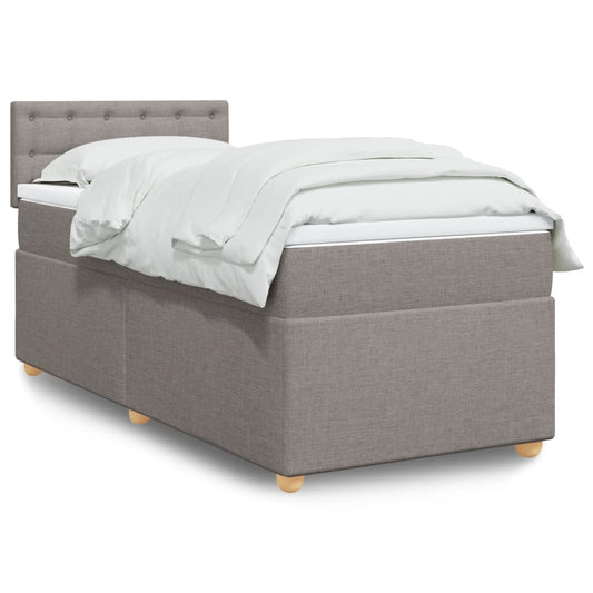 vidaXL Κρεβάτι Boxspring με Στρώμα Taupe 90x200 εκ. Υφασμάτινο
