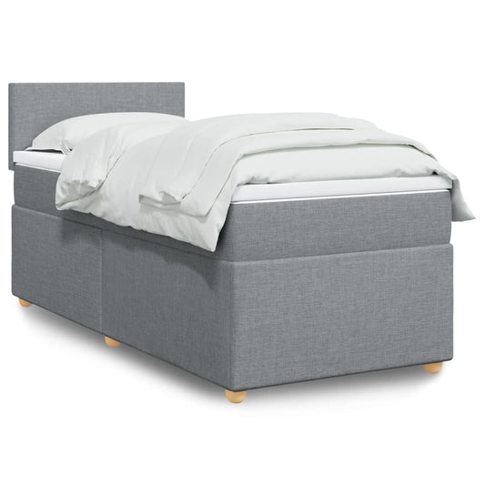 vidaXL Κρεβάτι Boxspring με Στρώμα Ανοιχτό Γκρι 100x200 εκ. Υφασμάτινο