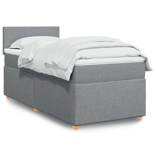 vidaXL Κρεβάτι Boxspring με Στρώμα Ανοιχτό Γκρι 100x200 εκ. Υφασμάτινο