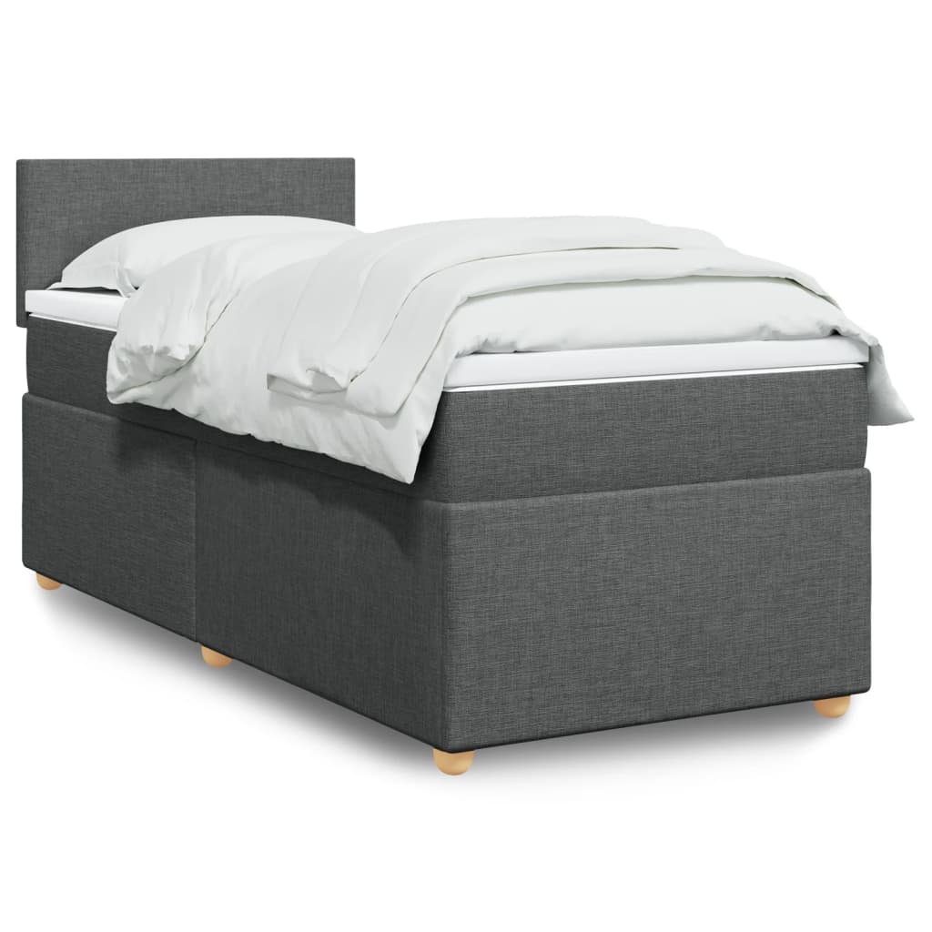 vidaXL Κρεβάτι Boxspring με Στρώμα Σκούρο Γκρι 100x200 εκ. Υφασμάτινο