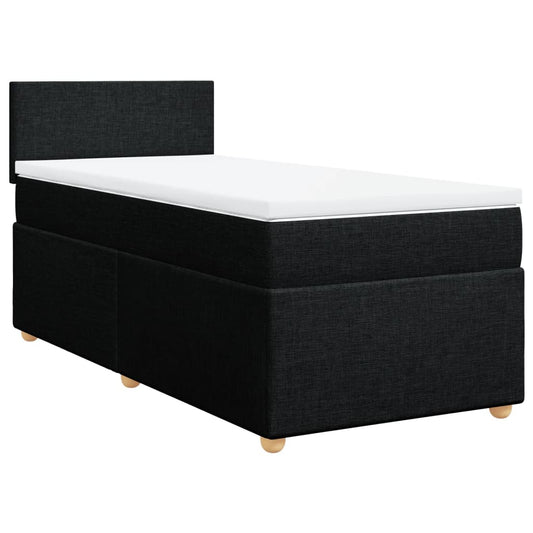 vidaXL Κρεβάτι Boxspring με Στρώμα Μαύρο 100 x 200 εκ. Υφασμάτινο