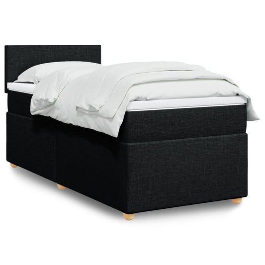 vidaXL Κρεβάτι Boxspring με Στρώμα Μαύρο 100 x 200 εκ. Υφασμάτινο