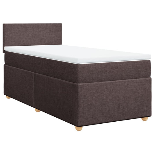 vidaXL Κρεβάτι Boxspring με Στρώμα Σκούρο Καφέ 100x200 εκ. Υφασμάτινο