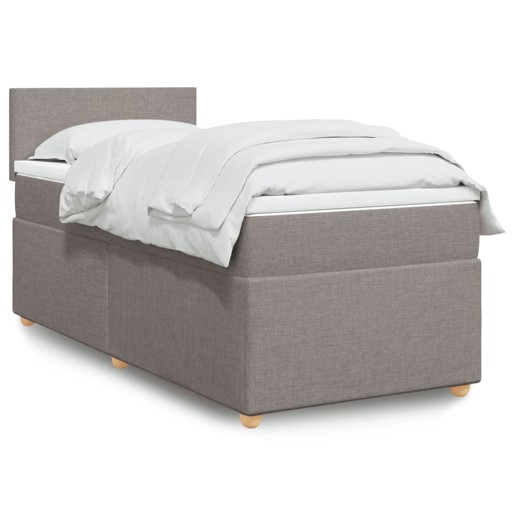vidaXL Κρεβάτι Boxspring με Στρώμα Taupe 100 x 200 εκ. Υφασμάτινο