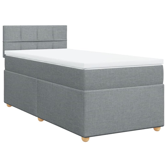 vidaXL Κρεβάτι Boxspring με Στρώμα Ανοιχτό Γκρι 100x200 εκ. Υφασμάτινο