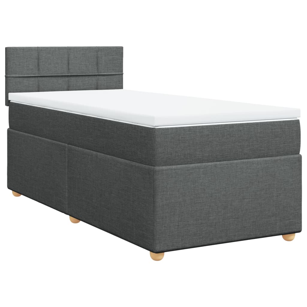 vidaXL Κρεβάτι Boxspring με Στρώμα Σκούρο Γκρι 100x200 εκ. Υφασμάτινο