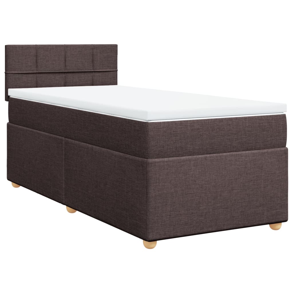 vidaXL Κρεβάτι Boxspring με Στρώμα Σκούρο Καφέ 100x200 εκ. Υφασμάτινο