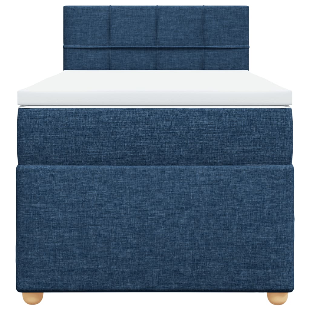 vidaXL Κρεβάτι Boxspring με Στρώμα Μπλε 100 x 200 εκ. Υφασμάτινο