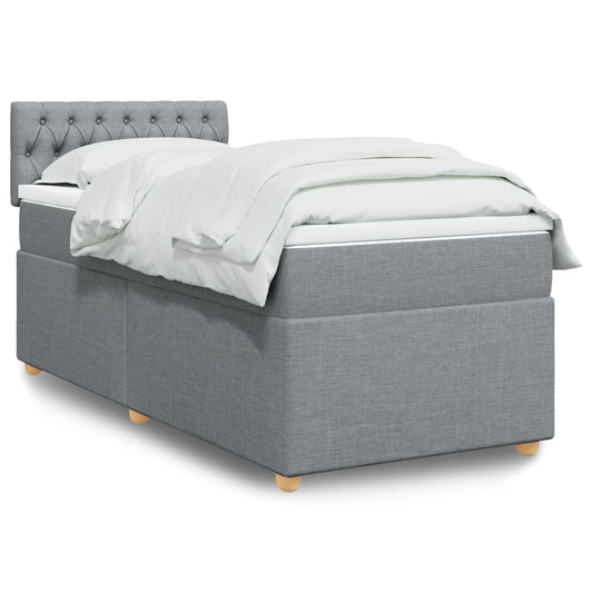 vidaXL Κρεβάτι Boxspring με Στρώμα Ανοιχτό Γκρι 100x200 εκ. Υφασμάτινο