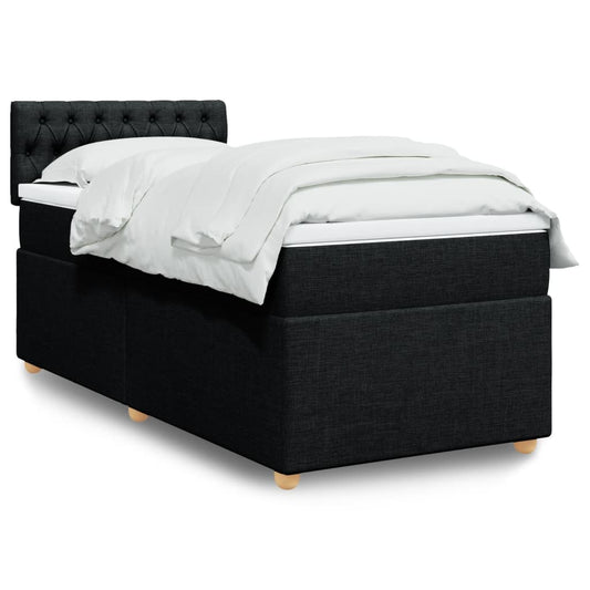 vidaXL Κρεβάτι Boxspring με Στρώμα Μαύρο 100 x 200 εκ. Υφασμάτινο