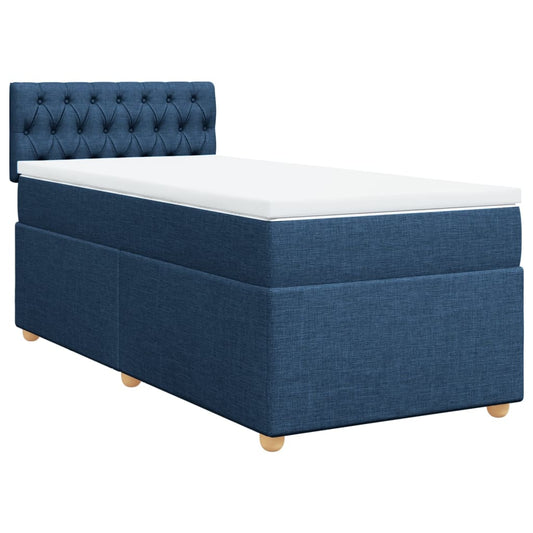 vidaXL Κρεβάτι Boxspring με Στρώμα Μπλε 100 x 200 εκ. Υφασμάτινο