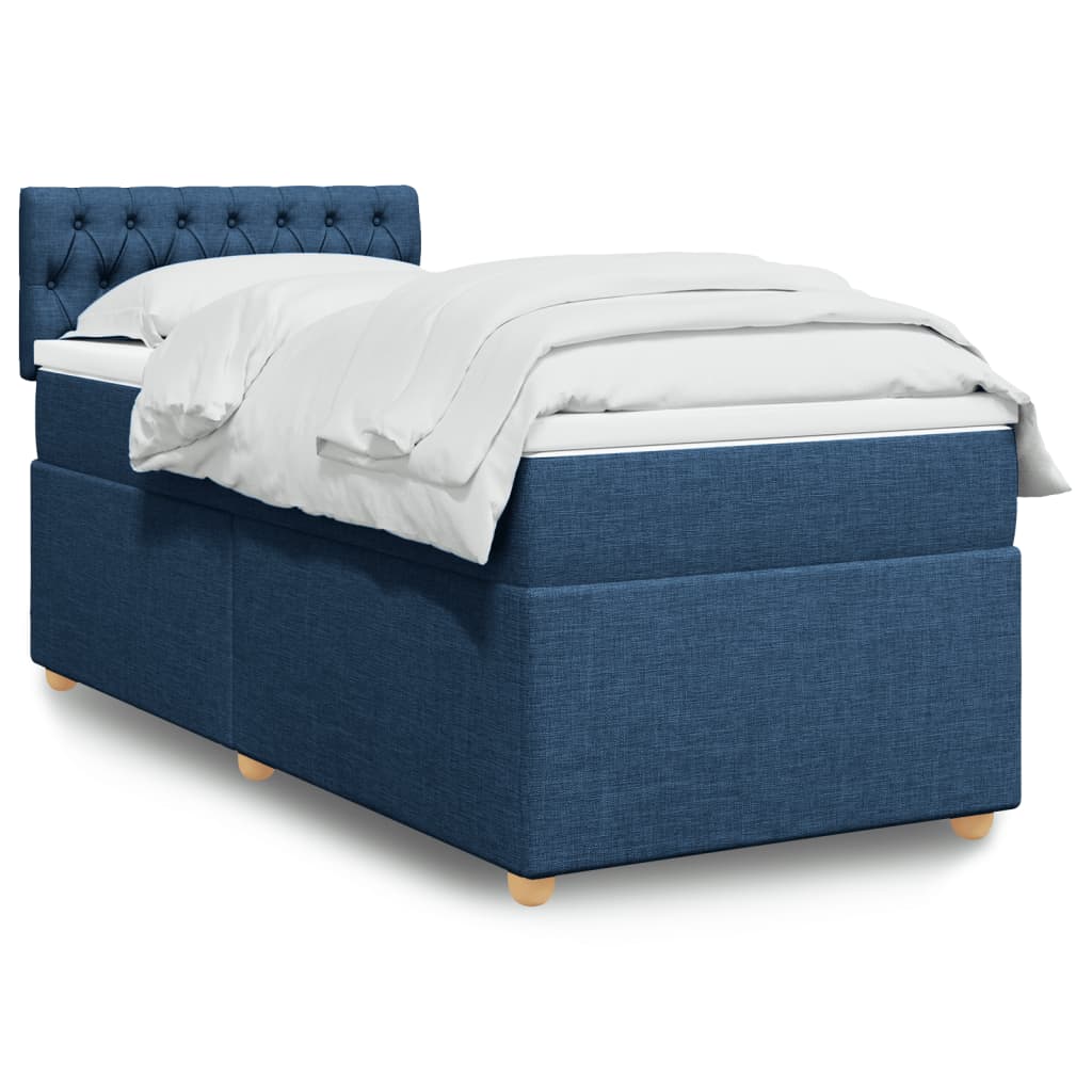 vidaXL Κρεβάτι Boxspring με Στρώμα Μπλε 100 x 200 εκ. Υφασμάτινο