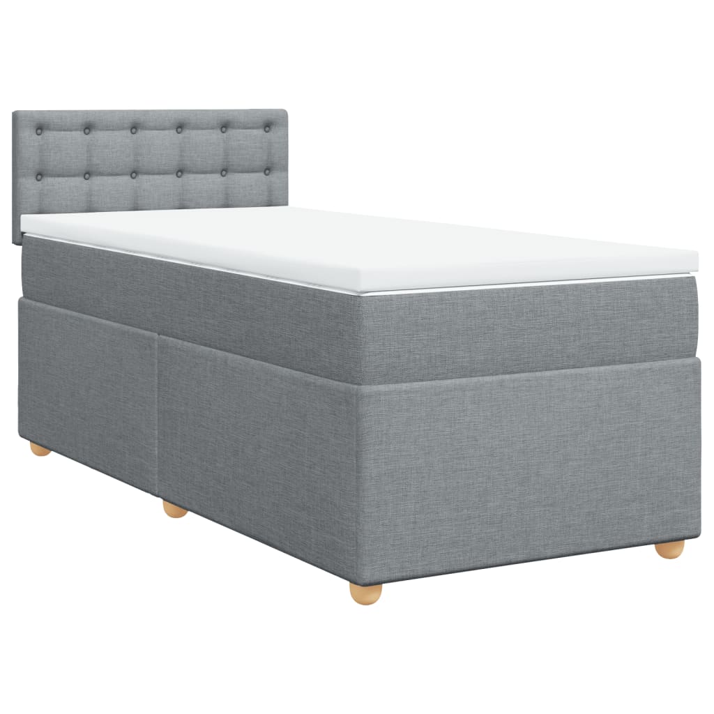 vidaXL Κρεβάτι Boxspring με Στρώμα Ανοιχτό Γκρι 100x200 εκ. Υφασμάτινο