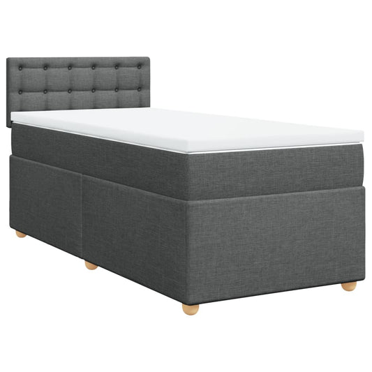 vidaXL Κρεβάτι Boxspring με Στρώμα Σκούρο Γκρι 100x200 εκ. Υφασμάτινο