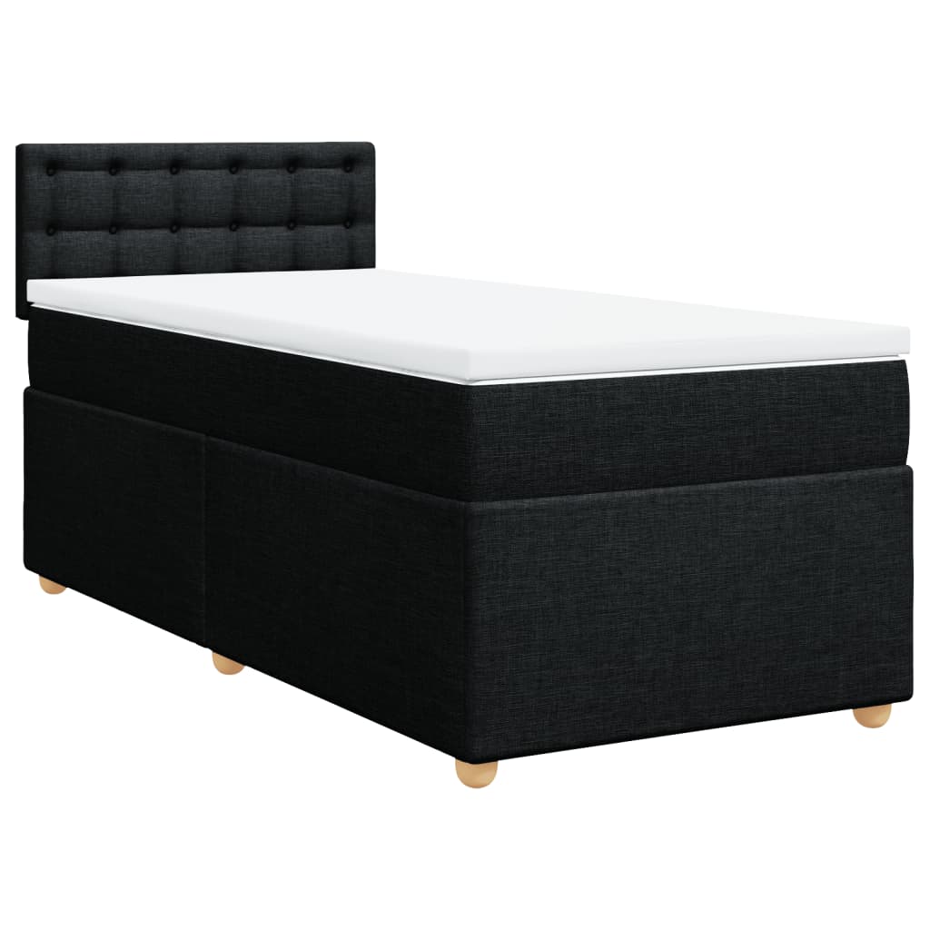 vidaXL Κρεβάτι Boxspring με Στρώμα Μαύρο 100 x 200 εκ. Υφασμάτινο