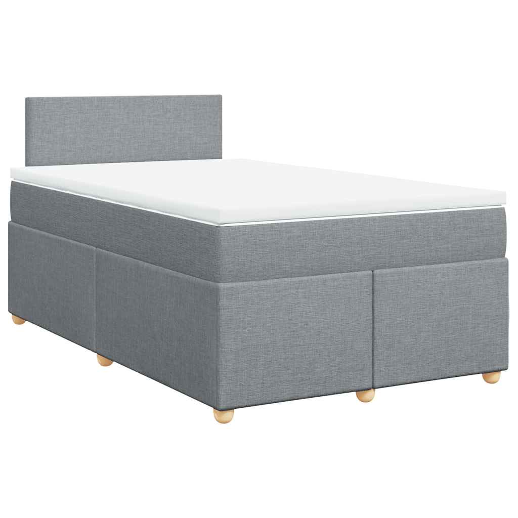 vidaXL Κρεβάτι Boxspring με Στρώμα Ανοιχτό Γκρι 120x190 εκ. Υφασμάτινο