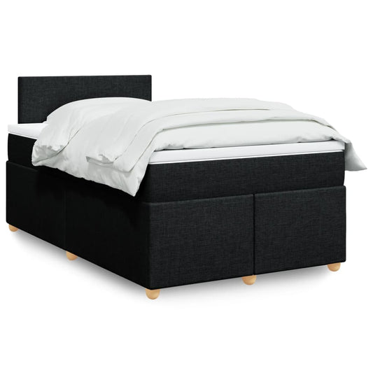 vidaXL Κρεβάτι Boxspring με Στρώμα Μαύρο 120x190 εκ. Υφασμάτινο