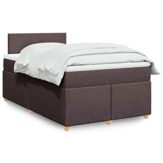 vidaXL Κρεβάτι Boxspring με Στρώμα Σκούρο Καφέ 120x190 εκ Υφασμάτινο