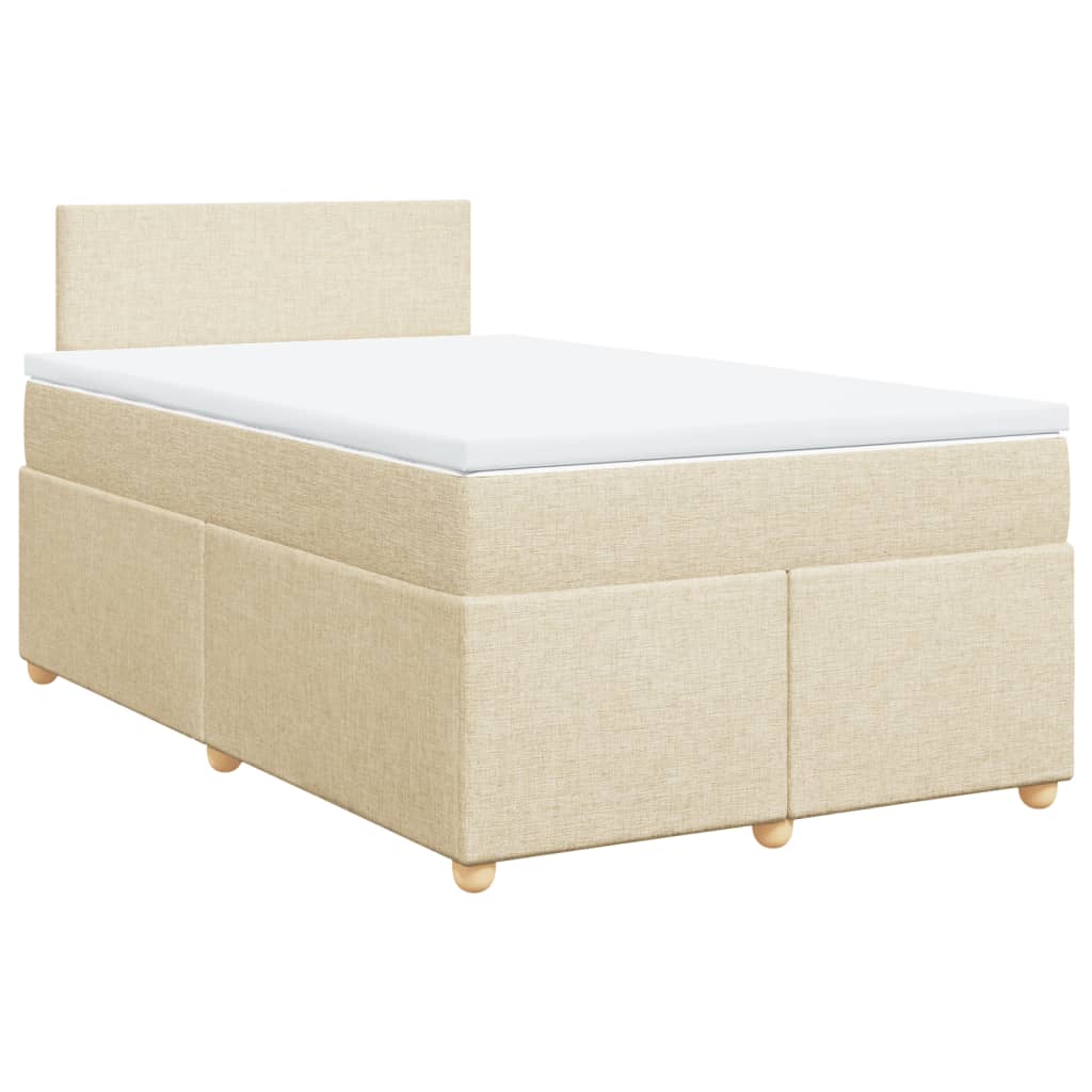 vidaXL Κρεβάτι Boxspring με Στρώμα Κρεμ 120x190 εκ. Υφασμάτινο