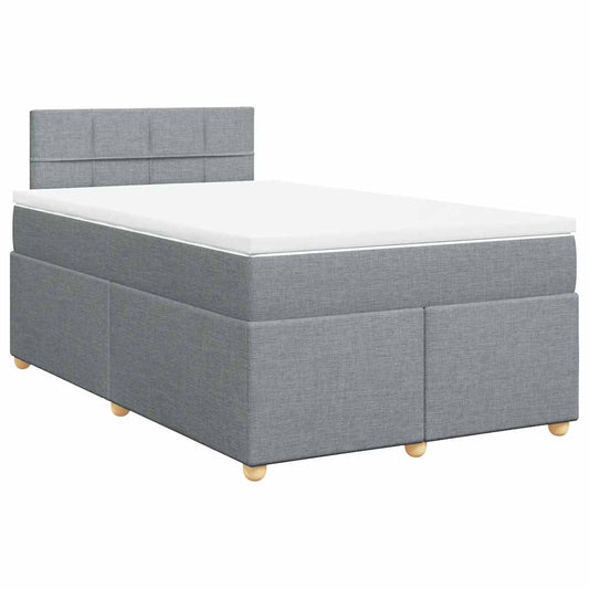 vidaXL Κρεβάτι Boxspring με Στρώμα Ανοιχτό Γκρι 120x190 εκ. Υφασμάτινο