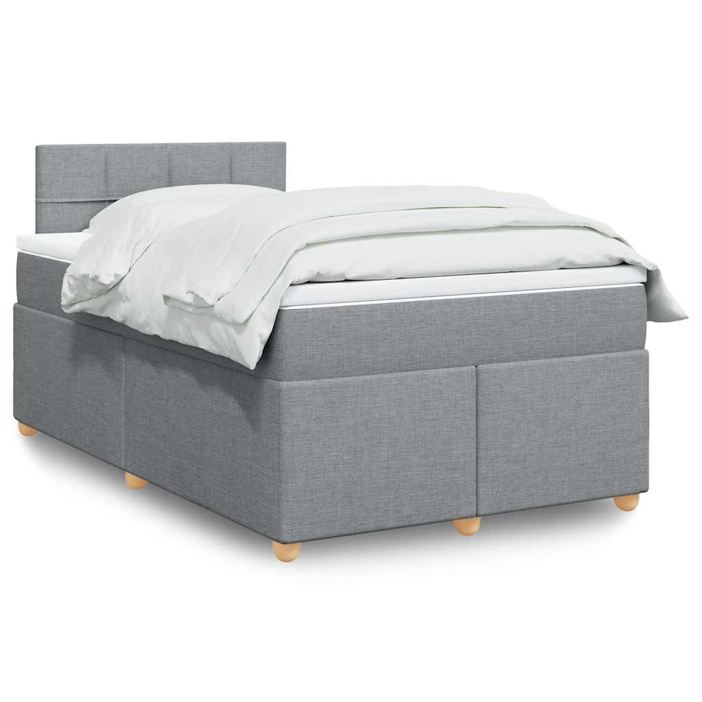 vidaXL Κρεβάτι Boxspring με Στρώμα Ανοιχτό Γκρι 120x190 εκ. Υφασμάτινο