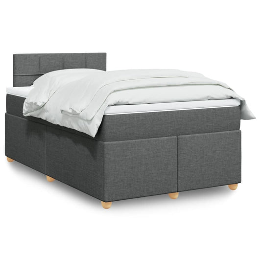 vidaXL Κρεβάτι Boxspring με Στρώμα Σκούρο Γκρι 120x190 εκ Υφασμάτινο