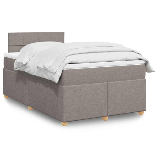 vidaXL Κρεβάτι Boxspring με Στρώμα Taupe 120x190 εκ. Υφασμάτινο