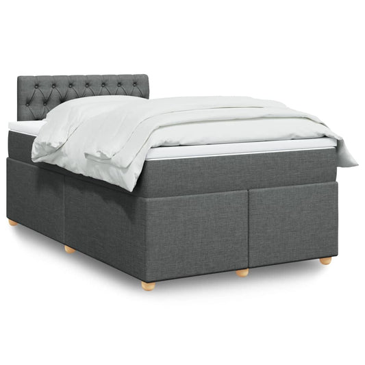 vidaXL Κρεβάτι Boxspring με Στρώμα Σκούρο Γκρι 120x190 εκ Υφασμάτινο