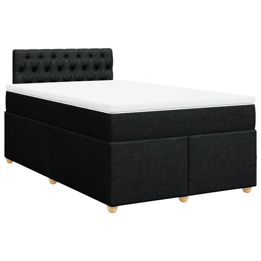 vidaXL Κρεβάτι Boxspring με Στρώμα Μαύρο 120x190 εκ. Υφασμάτινο