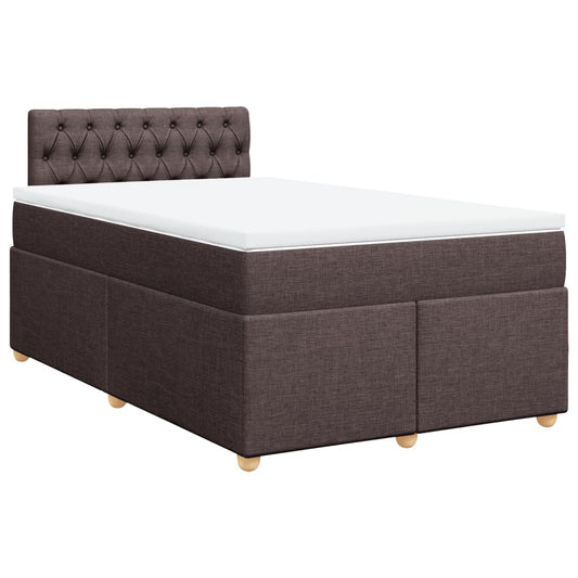 vidaXL Κρεβάτι Boxspring με Στρώμα Σκούρο Καφέ 120x190 εκ Υφασμάτινο