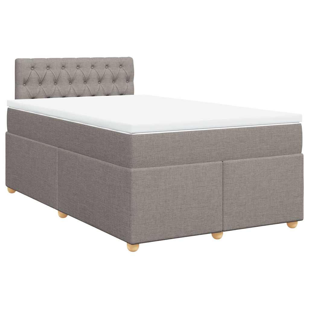 vidaXL Κρεβάτι Boxspring με Στρώμα Taupe 120x190 εκ. Υφασμάτινο
