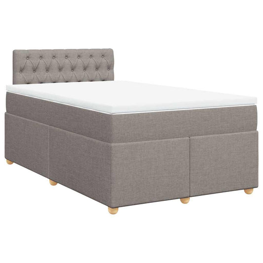 vidaXL Κρεβάτι Boxspring με Στρώμα Taupe 120x190 εκ. Υφασμάτινο