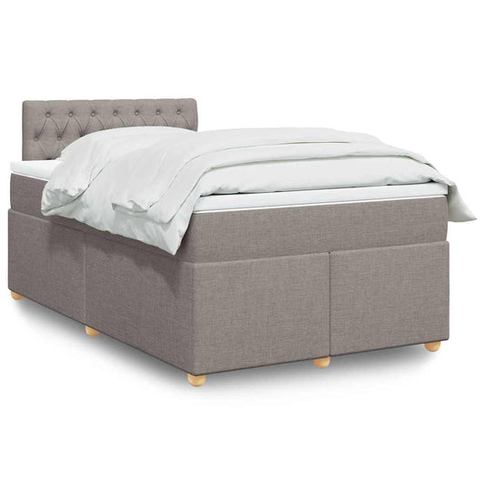 vidaXL Κρεβάτι Boxspring με Στρώμα Taupe 120x190 εκ. Υφασμάτινο