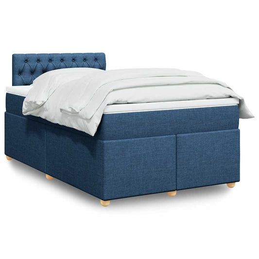 vidaXL Κρεβάτι Boxspring με Στρώμα Μπλε 120x190 εκ. Υφασμάτινο