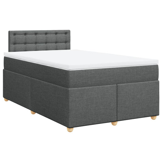 vidaXL Κρεβάτι Boxspring με Στρώμα Σκούρο Γκρι 120x190 εκ Υφασμάτινο