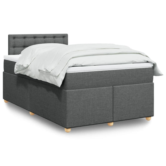 vidaXL Κρεβάτι Boxspring με Στρώμα Σκούρο Γκρι 120x190 εκ Υφασμάτινο