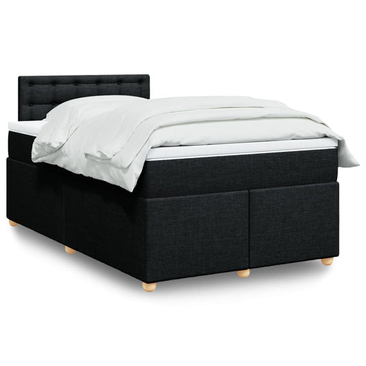 vidaXL Κρεβάτι Boxspring με Στρώμα Μαύρο 120x190 εκ. Υφασμάτινο