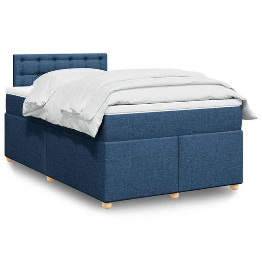 vidaXL Κρεβάτι Boxspring με Στρώμα Μπλε 120x190 εκ. Υφασμάτινο