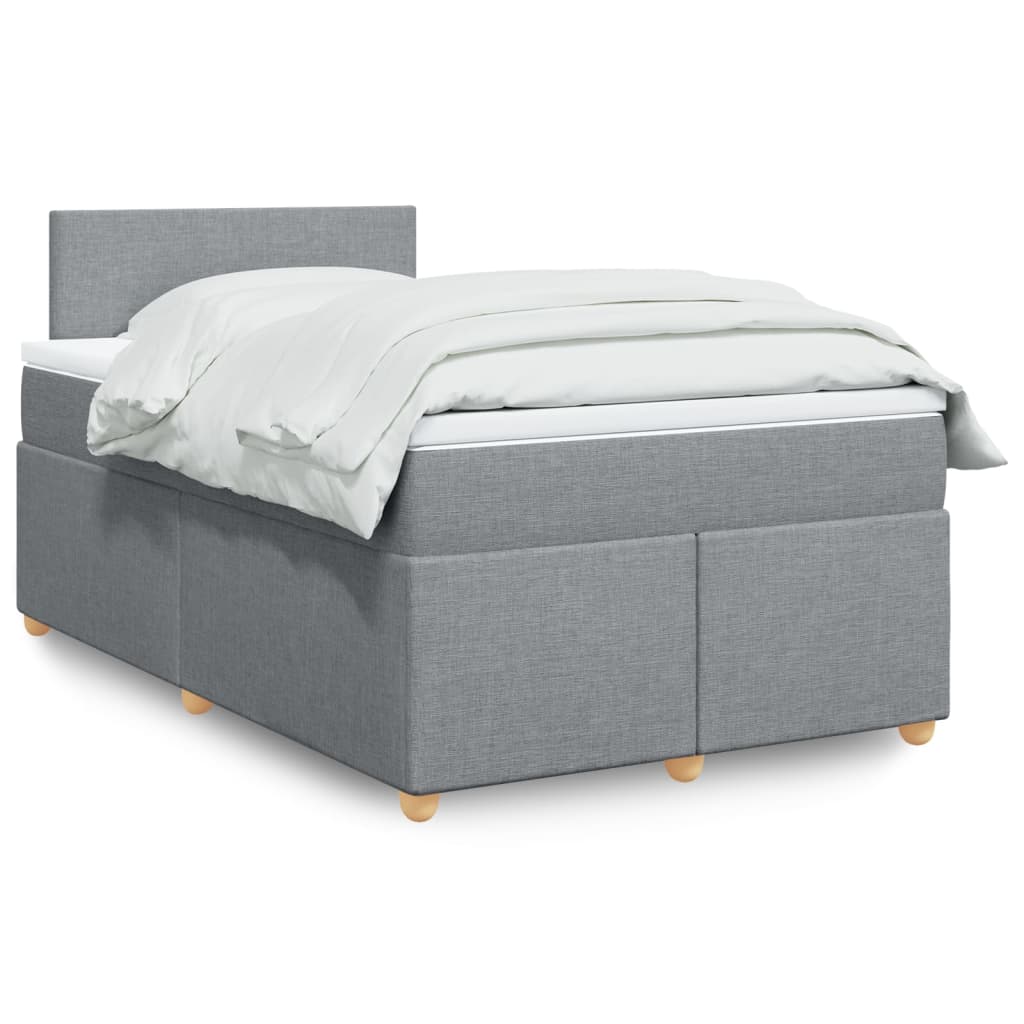 vidaXL Κρεβάτι Boxspring με Στρώμα Ανοιχτό Γκρι 120x200 εκ. Υφασμάτινο