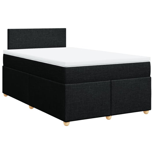 vidaXL Κρεβάτι Boxspring με Στρώμα Μαύρο 120x200 εκ. Υφασμάτινο