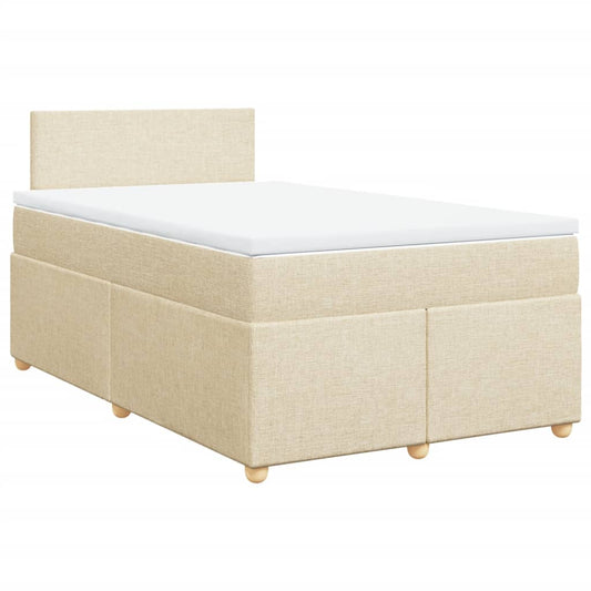 vidaXL Κρεβάτι Boxspring με Στρώμα Κρεμ 120x200 εκ. Υφασμάτινο