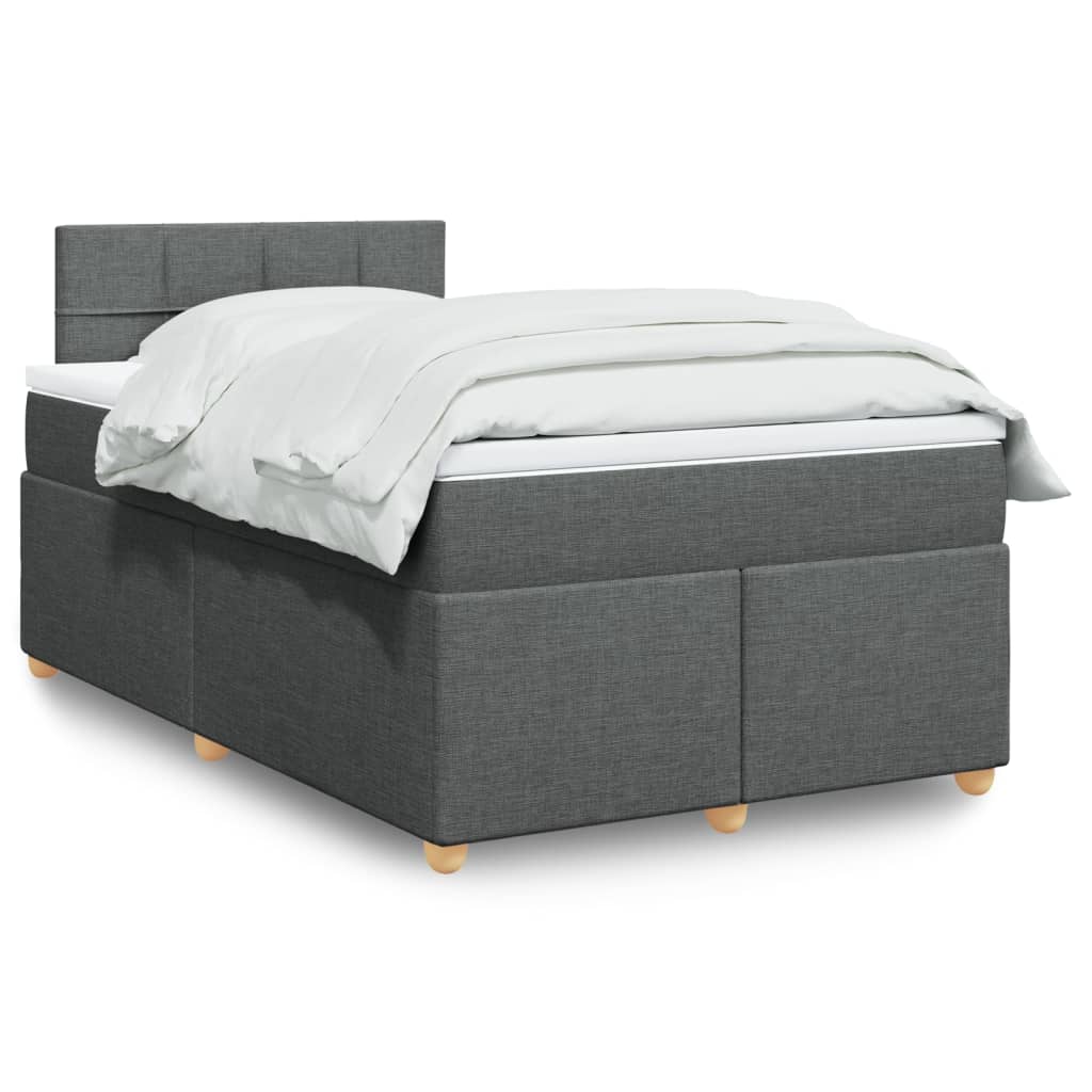vidaXL Κρεβάτι Boxspring με Στρώμα Σκούρο Γκρι 120x200 εκ. Υφασμάτινο