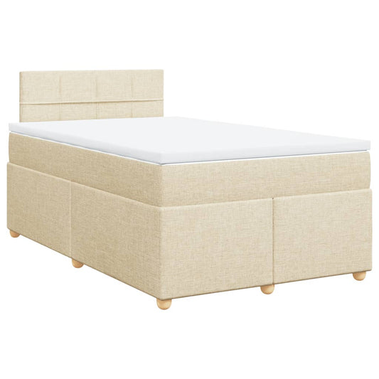 vidaXL Κρεβάτι Boxspring με Στρώμα Κρεμ 120x200 εκ. Υφασμάτινο