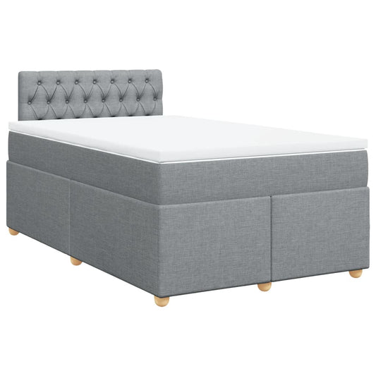 vidaXL Κρεβάτι Boxspring με Στρώμα Ανοιχτό Γκρι 120x200 εκ. Υφασμάτινο