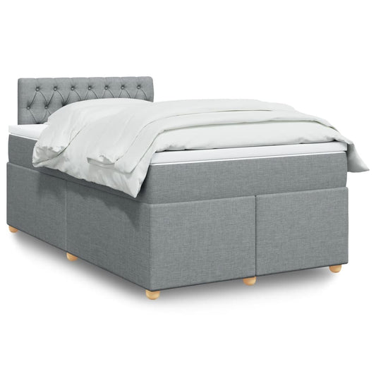 vidaXL Κρεβάτι Boxspring με Στρώμα Ανοιχτό Γκρι 120x200 εκ. Υφασμάτινο