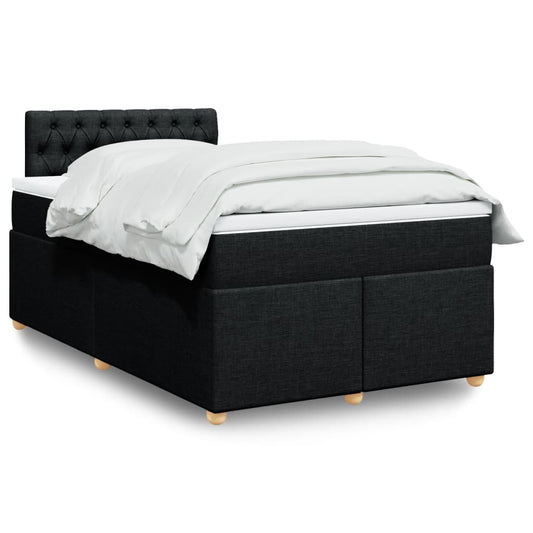 vidaXL Κρεβάτι Boxspring με Στρώμα Μαύρο 120x200 εκ. Υφασμάτινο