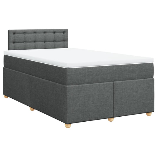 vidaXL Κρεβάτι Boxspring με Στρώμα Σκούρο Γκρι 120x200 εκ. Υφασμάτινο