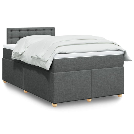 vidaXL Κρεβάτι Boxspring με Στρώμα Σκούρο Γκρι 120x200 εκ. Υφασμάτινο
